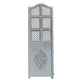 Three Panel Wooden Room Divider with Traditional Carvings and Cutouts, Blue By The Urban Port