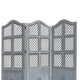 Three Panel Wooden Room Divider with Traditional Carvings and Cutouts, Blue By The Urban Port