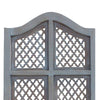 Three Panel Wooden Room Divider with Traditional Carvings and Cutouts, Blue By The Urban Port