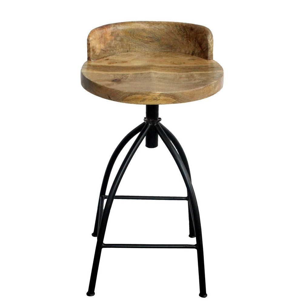 Pia 25-31 Inch Set of 2 Industrial Style Counter Height Stools with Adjustable Swivel Seat Brown Black By The Urban Port
