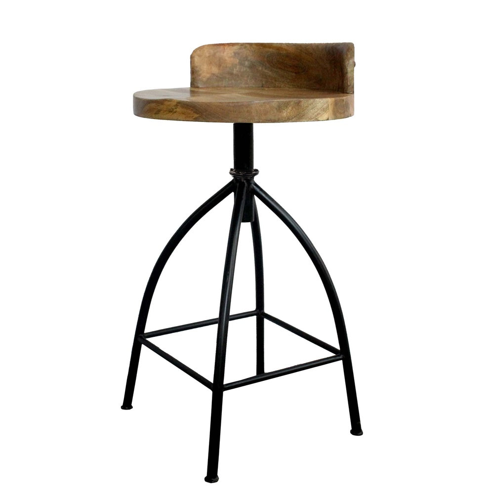 Pia 25-31 Inch Industrial Style Counter Height Stool with Adjustable Swivel Seat, Brown, Black By The Urban Port