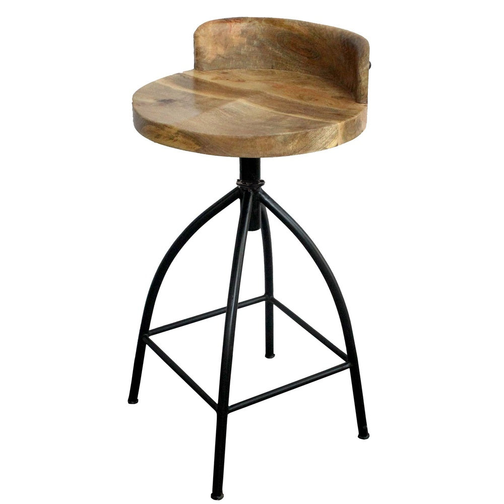 Pia 25-31 Inch Industrial Style Counter Height Stool with Adjustable Swivel Seat, Brown, Black By The Urban Port