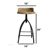 Pia 25-31 Inch Industrial Style Counter Height Stool with Adjustable Swivel Seat, Brown, Black By The Urban Port