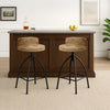 Pia 32-35 Extra Tall Adjustable Barstool, Set of 2, Natural Brown Mango Wood Seat, Black Iron Frame By The Urban Port