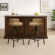 Pia 32-35 Extra Tall Adjustable Barstool, Set of 2, Natural Brown Mango Wood Seat, Black Iron Frame By The Urban Port
