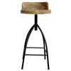 Pia 32-35 Extra Tall Adjustable Barstool, Set of 2, Natural Brown Mango Wood Seat, Black Iron Frame By The Urban Port