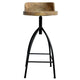 Pia 32-35 Extra Tall Adjustable Barstool, Set of 2, Natural Brown Mango Wood Seat, Black Iron Frame By The Urban Port