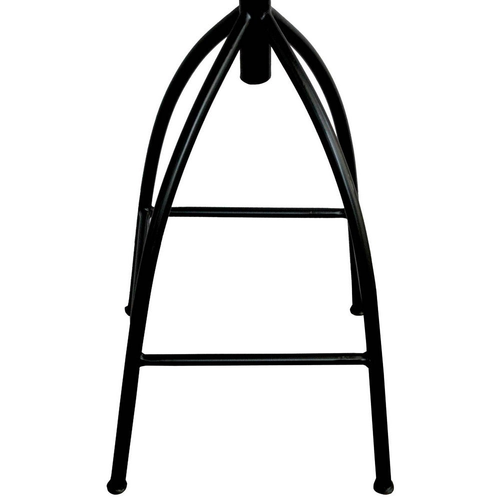 Pia 32-35 Extra Tall Adjustable Barstool, Set of 2, Natural Brown Mango Wood Seat, Black Iron Frame By The Urban Port