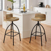 Pia 32-35 Extra Tall Adjustable Barstool Natural Brown Mango Wood Seat Black Iron Frame By The Urban Port