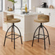 Pia 32-35 Extra Tall Adjustable Barstool, Natural Brown Mango Wood Seat, Black Iron Frame By The Urban Port