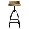 Pia 32-35 Extra Tall Adjustable Barstool, Natural Brown Mango Wood Seat, Black Iron Frame By The Urban Port