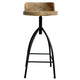 Pia 32-35 Extra Tall Adjustable Barstool, Natural Brown Mango Wood Seat, Black Iron Frame By The Urban Port