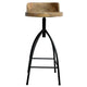 Pia 32-35 Extra Tall Adjustable Barstool, Natural Brown Mango Wood Seat, Black Iron Frame By The Urban Port