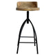 Pia 32-35 Extra Tall Adjustable Barstool Natural Brown Mango Wood Seat Black Iron Frame By The Urban Port