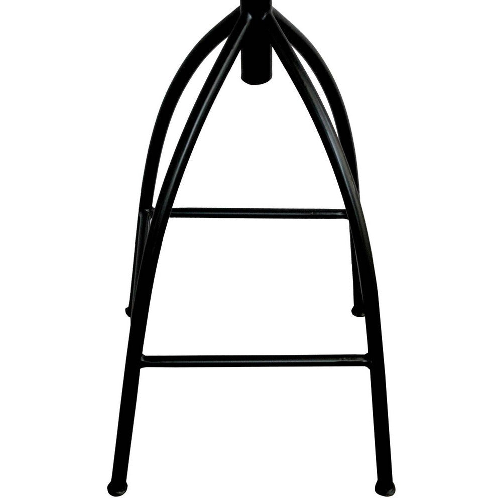 Pia 32-35 Extra Tall Adjustable Barstool Natural Brown Mango Wood Seat Black Iron Frame By The Urban Port