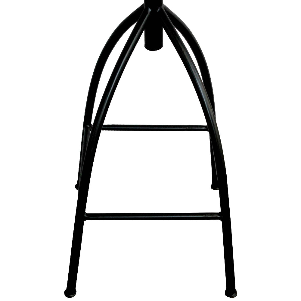 Pia 32-35 Extra Tall Adjustable Barstool, Natural Brown Mango Wood Seat, Black Iron Frame By The Urban Port