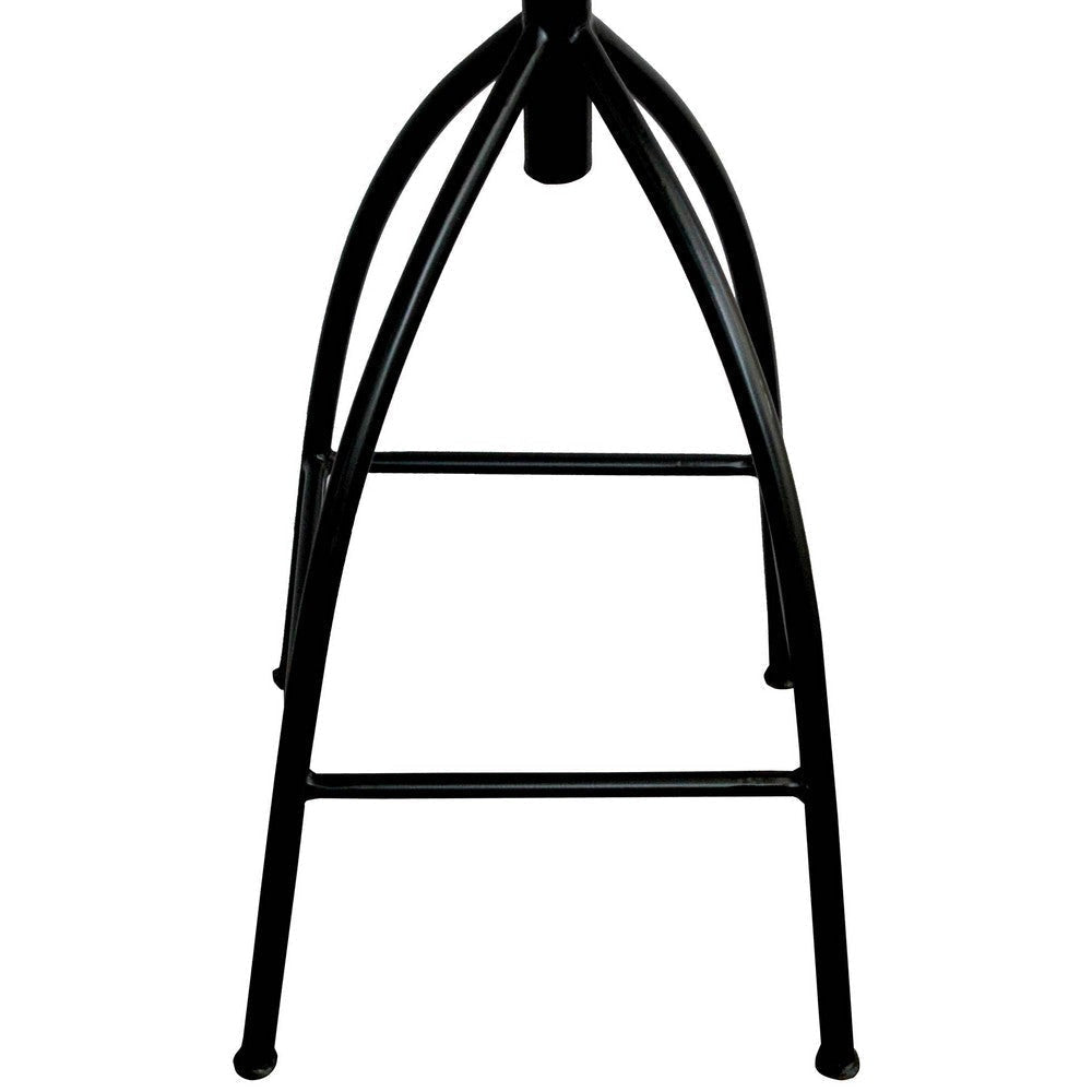 Pia 32-35 Extra Tall Adjustable Barstool Natural Brown Mango Wood Seat Black Iron Frame By The Urban Port