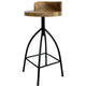 Pia 32-35 Extra Tall Adjustable Barstool, Natural Brown Mango Wood Seat, Black Iron Frame By The Urban Port