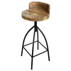 Pia 32-35 Extra Tall Adjustable Barstool, Natural Brown Mango Wood Seat, Black Iron Frame By The Urban Port