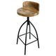 Pia 32-35 Extra Tall Adjustable Barstool, Natural Brown Mango Wood Seat, Black Iron Frame By The Urban Port