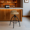 Pia 32-35 Extra Tall Adjustable Barstool, Natural Brown Mango Wood Seat, Black Iron Frame By The Urban Port