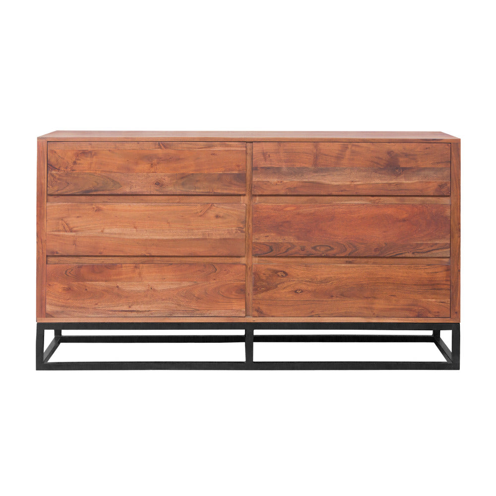 dresser with metal legs Kova 3-Drawer Rattan Dresser or Bohemian Living Room Storage Cabinet with Textilene Rattan Accent and Metal Legs