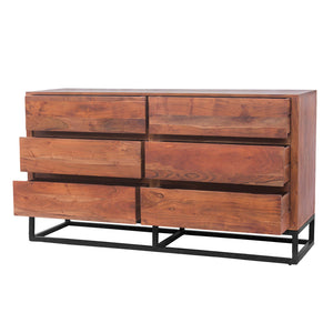 black metal and wood dresser Modern Acacia Wood Dresser or Display Unit With Metal Base, Walnut Brown and Black