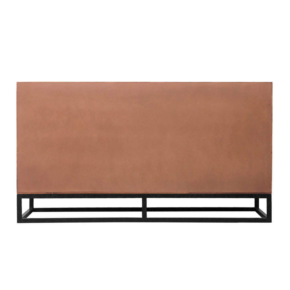 Modern Acacia Wood Dresser or Display Unit With Metal Base Walnut Brown and Black By The Urban Port UPT-182996