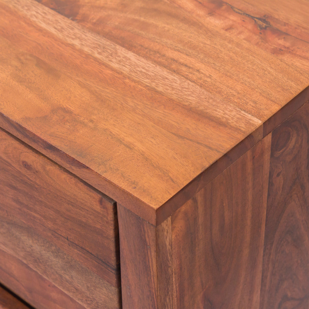 Modern Acacia Wood Dresser or Display Unit With Metal Base Walnut Brown and Black By The Urban Port UPT-182996