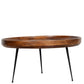 Gia Round Mango Wood Coffee Table With Splayed Metal Legs, Brown and BlackBy The Urban Port