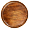 Gia Handcrafted Round Mango Wood  Coffee Table with Tray Top,  Dark Walnut Brown, Black Iron Legs By The Urban Port