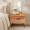 2 Drawer Wooden Nightstand with Metal Angled Legs, Black and Brown By The Urban Port
