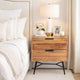 2 Drawer Wooden Nightstand with Metal Angled Legs, Black and Brown By The Urban Port