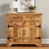 39 Inch Artisanal Farmhouse Style 2 Drawer Mango Wood Cabinet Console with 2 Door Storage, Rustic Brown By The Urban Port