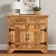 39 Inch Artisanal Farmhouse Style 2 Drawer Mango Wood Cabinet Console with 2 Door Storage, Rustic Brown By The Urban Port