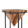 Ida 30 Inch Pyramid Shape Acacia Wood Side Table With Cross Iron Base Brown and Black By The Urban Port UPT-197870