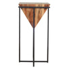Ida 30 Inch Pyramid Shape Acacia Wood Side Table With Cross Iron Base Brown and Black By The Urban Port UPT-197870