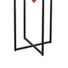 Ida 30 Inch Pyramid Shape Acacia Wood Side Table With Cross Iron Base Brown and Black By The Urban Port UPT-197870