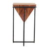 Ida 26 Inch Pyramid Shape Acacia Wood Side Table With Cross Iron Base Brown and Black By The Urban Port UPT-199996