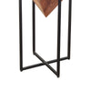 Ida 26 Inch Pyramid Shape Acacia Wood Side Table With Cross Iron Base Brown and Black By The Urban Port UPT-199996