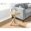 Intricately Carved Round Top Mango Wood Side End Table with Pedestal Base, Brown and White By The Urban Port