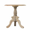 Intricately Carved Round Top Mango Wood Side End Table with Pedestal Base, Brown and White By The Urban Port