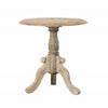 Intricately Carved Round Top Mango Wood Side End Table with Pedestal Base, Brown and White By The Urban Port