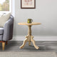 Intricately Carved Round Top Mango Wood Side End Table with Pedestal Base, Brown and White By The Urban Port