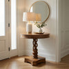 30" Handcrafted Round Mango Wood Dinette, Artisanal Twisted Pedestal Base, Walnut Brown By The Urban Port