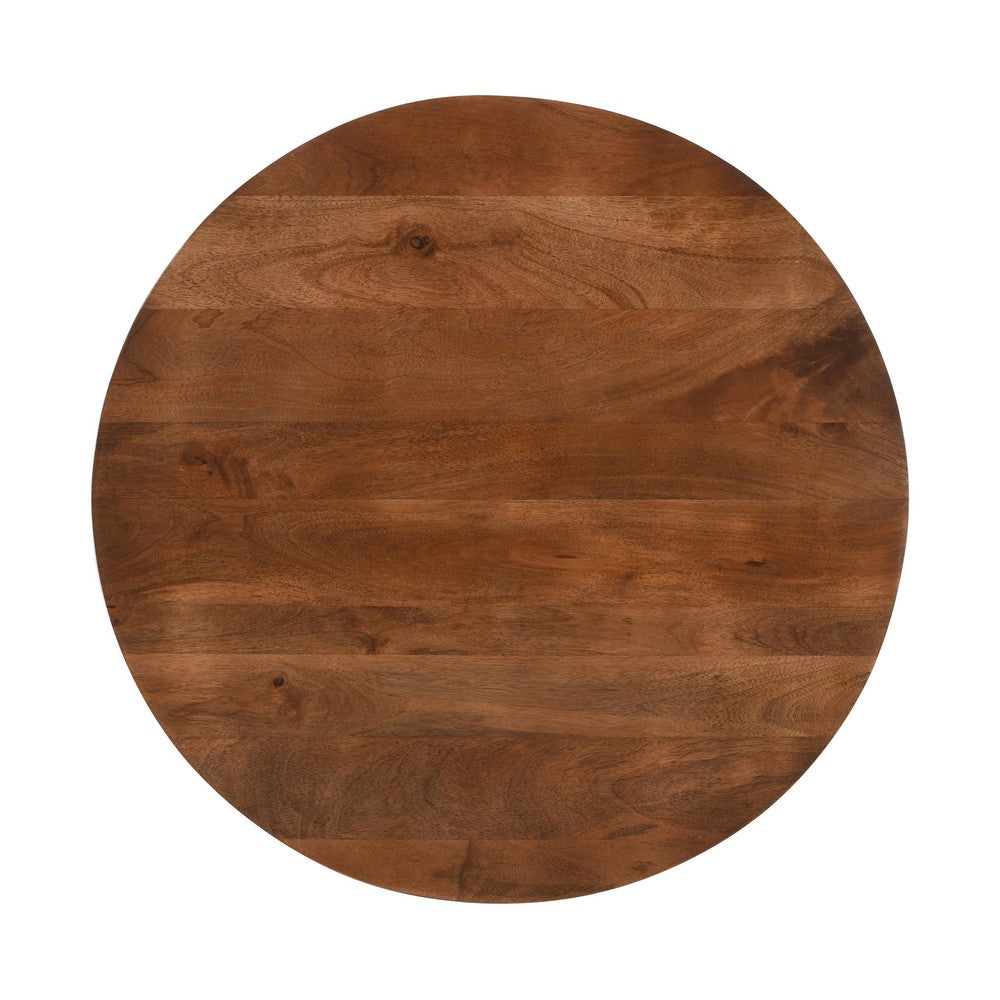 30" Handcrafted Round Mango Wood Dinette, Artisanal Twisted Pedestal Base, Walnut Brown By The Urban Port
