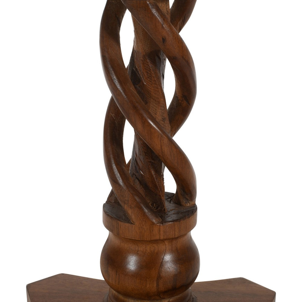 30" Handcrafted Round Mango Wood Dinette, Artisanal Twisted Pedestal Base, Walnut Brown By The Urban Port