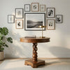 30" Handcrafted Round Mango Wood Dinette, Artisanal Twisted Pedestal Base, Walnut Brown By The Urban Port