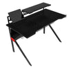54 Inch Rectangular Gaming Desk with 2 Shelves and K Shape Leg Support, Black