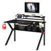54 Inch Rectangular Gaming Desk with 2 Shelves and K Shape Leg Support, Black